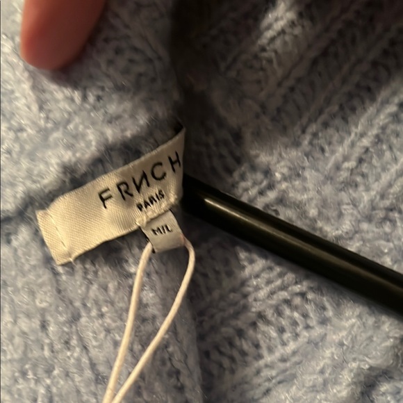 FRNCH Blue Turtleneck Cable Knit Sweater - Picture 6 of 7